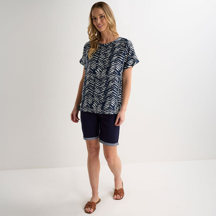 Ladies Navy Tribal Drop Shoulder Top from You Know Who's