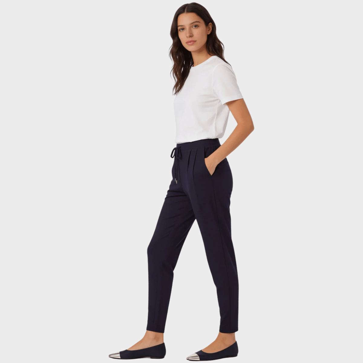 Ladies Navy Viscose Trousers from You Know Who's