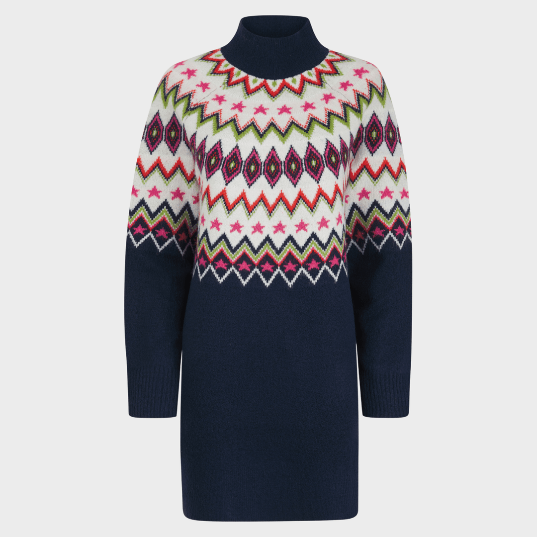 Ladies Navy Yoke Detail Jumper Dress from You Know Who's