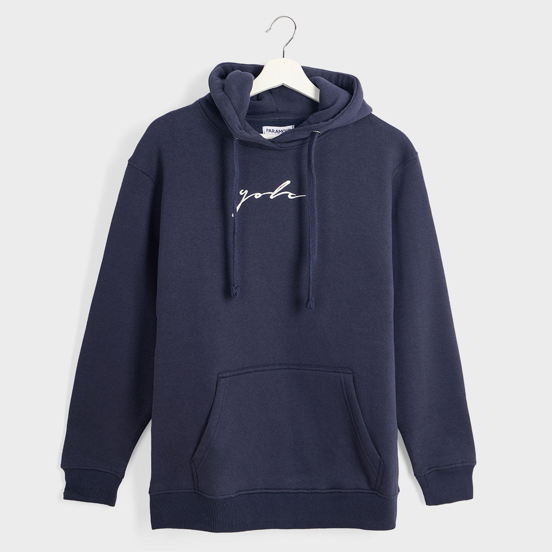 Ladies Navy YOLO Slogan Hoodie from You Know Who's