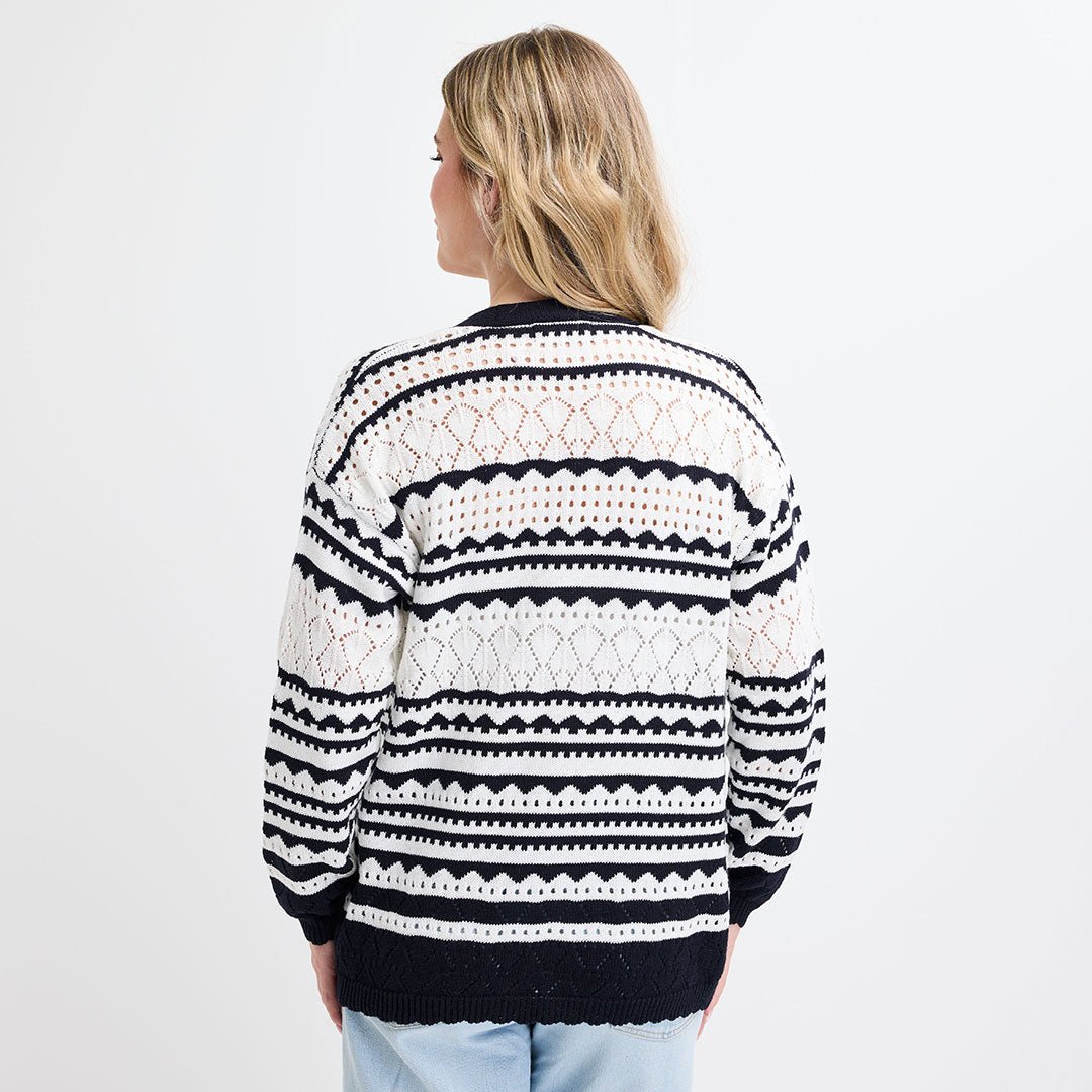 Ladies Navy/White Stripe Cardigan from You Know Who's