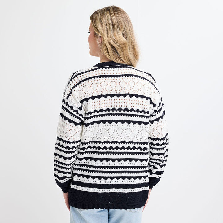 Ladies Navy/White Stripe Cardigan from You Know Who's