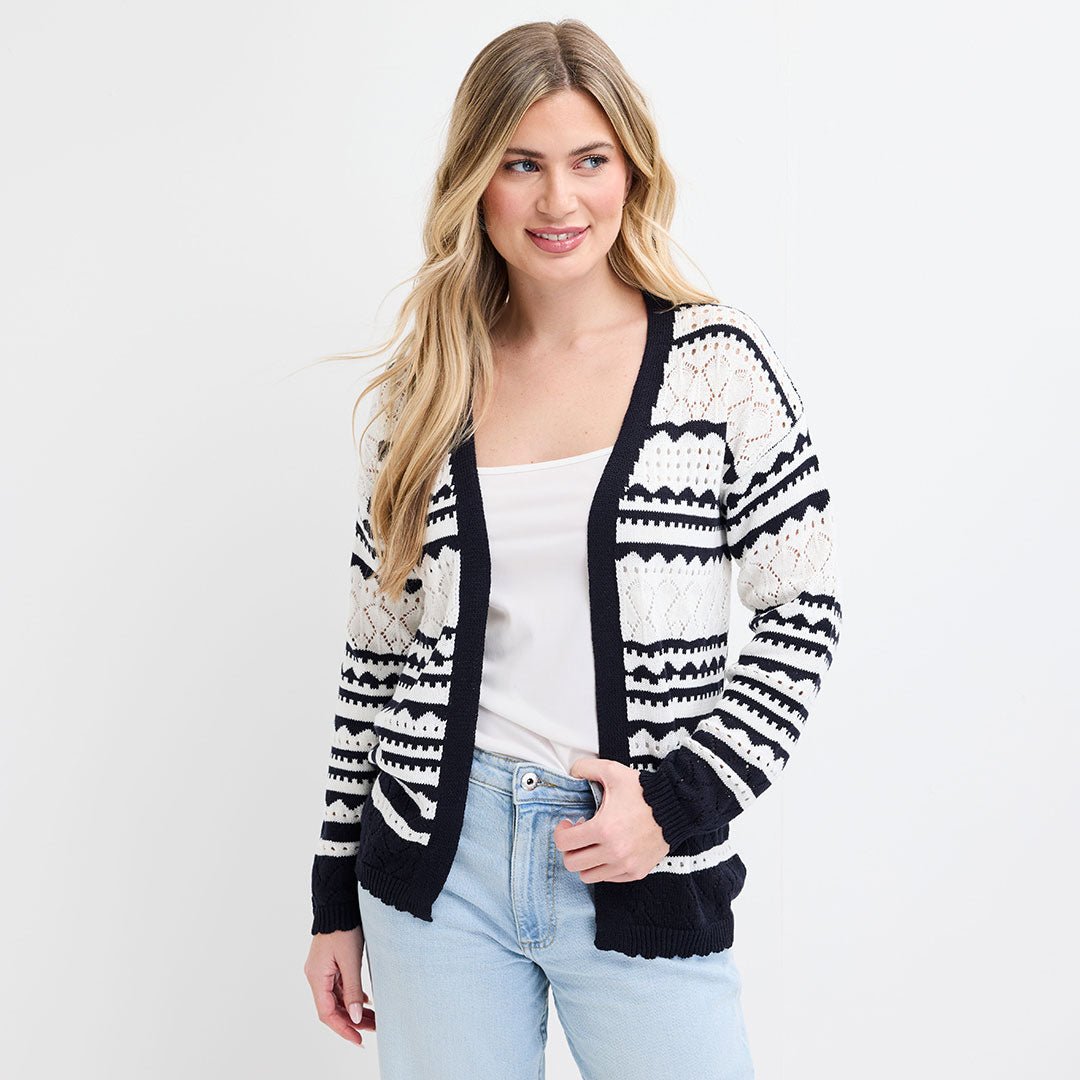 Ladies Navy/White Stripe Cardigan from You Know Who's