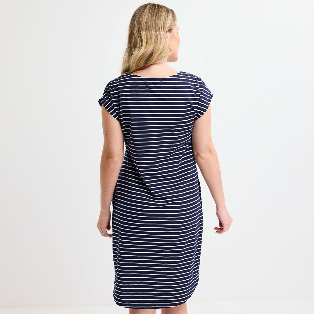Ladies Navy/White Yarn Dye Stripe Dress from You Know Who's