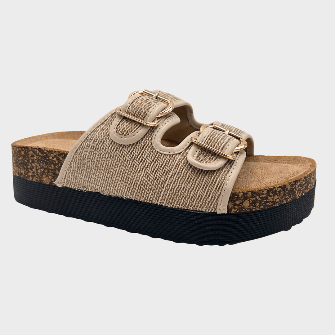 Ladies Nude Contrast Double Buckle Slider from You Know Who's
