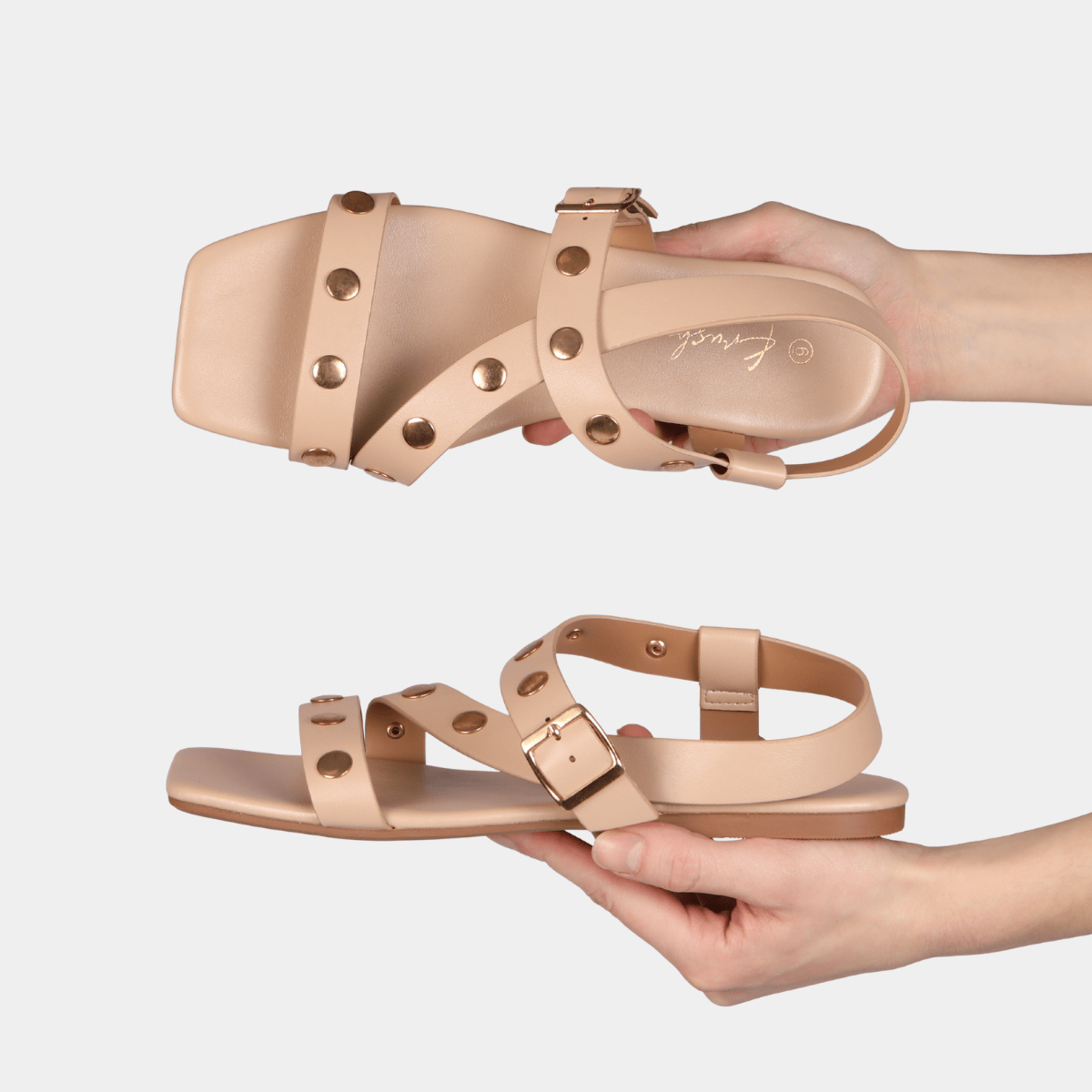 Ladies Nude Wide Fit Studded Sandal from You Know Who's