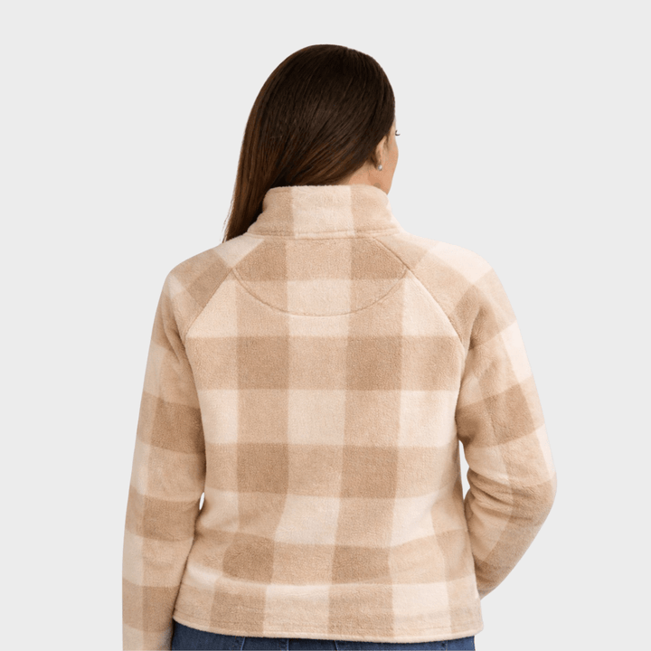 Ladies Oat Checked Crew 1/4 Zip Fleece from You Know Who's