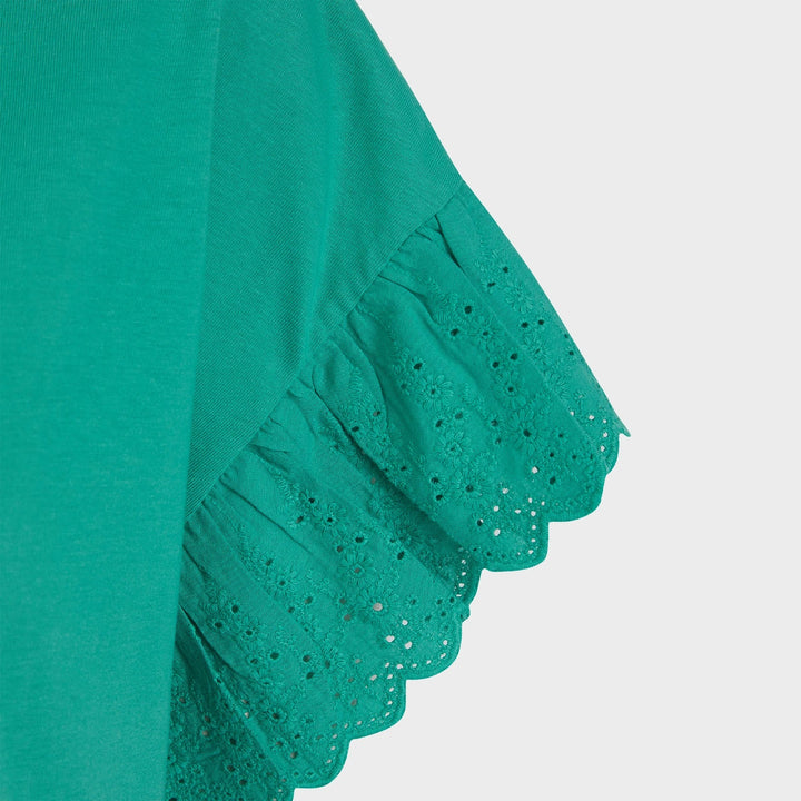 Ladies Ocean Green Lace Broderie Detail Top from You Know Who's