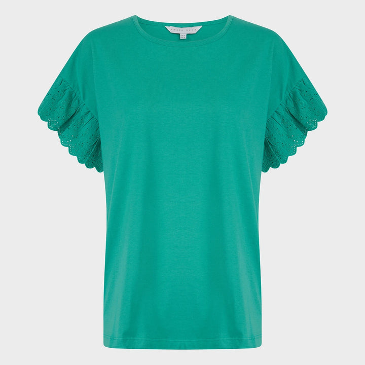 Ladies Ocean Green Lace Broderie Detail Top from You Know Who's