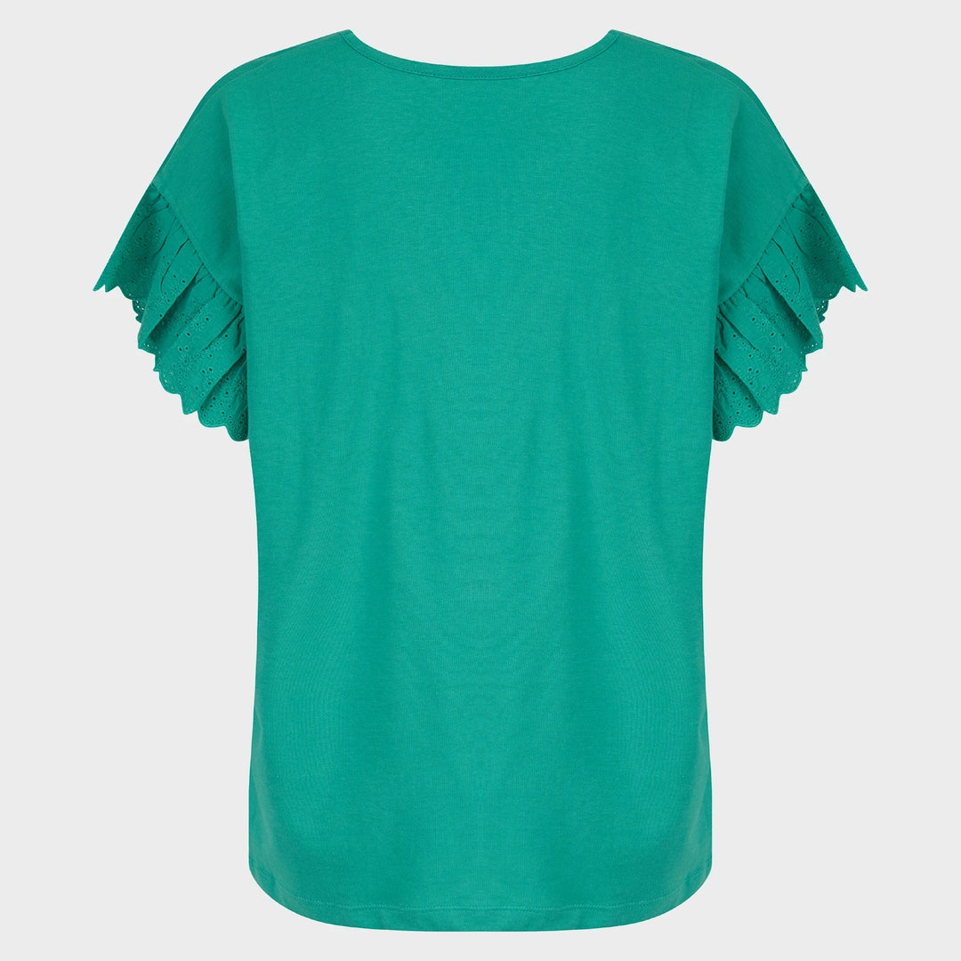 Ladies Ocean Green Lace Broderie Detail Top from You Know Who's