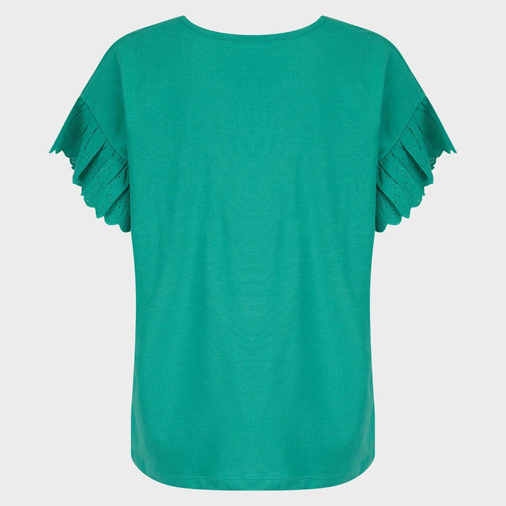 Ladies Ocean Green Lace Broderie Detail Top from You Know Who's