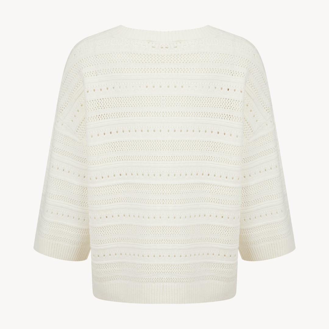Ladies Off White 3/4 Sleeve Jumper from You Know Who's
