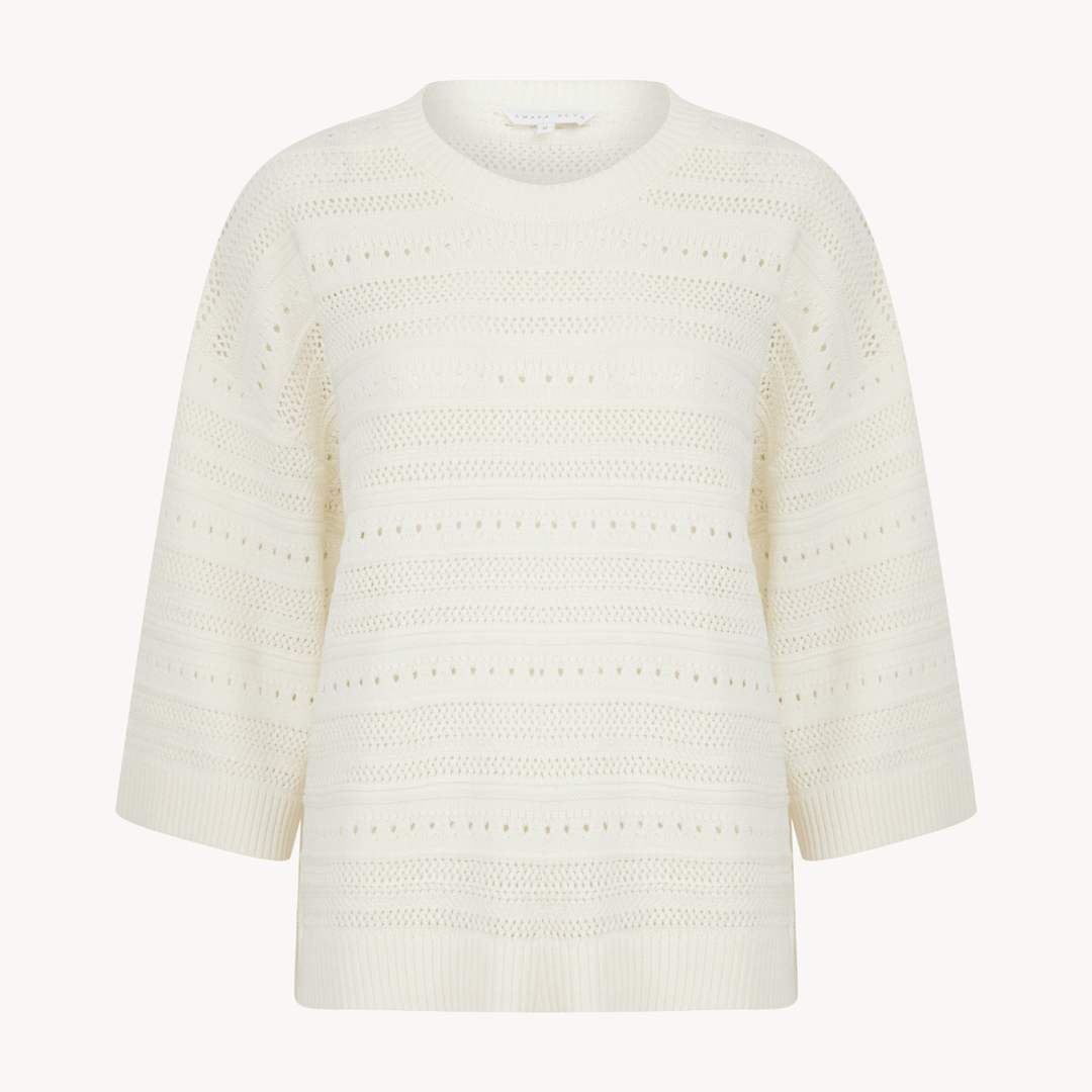 Ladies Off White 3/4 Sleeve Jumper from You Know Who's
