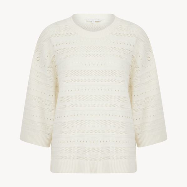 Ladies Off White 3/4 Sleeve Jumper – You Know Who's