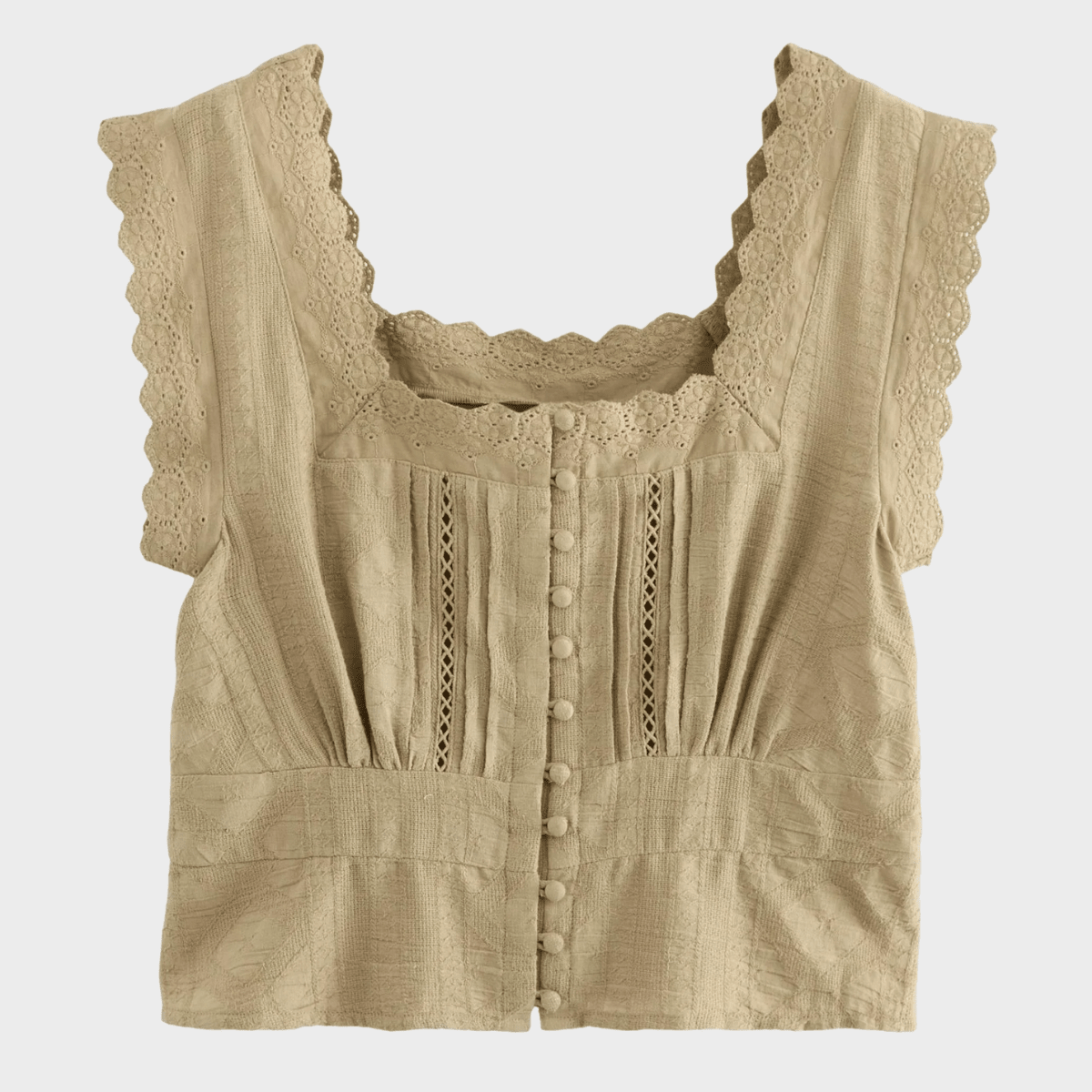 Ladies Olive Cropped Cotton Linen Top from You Know Who's