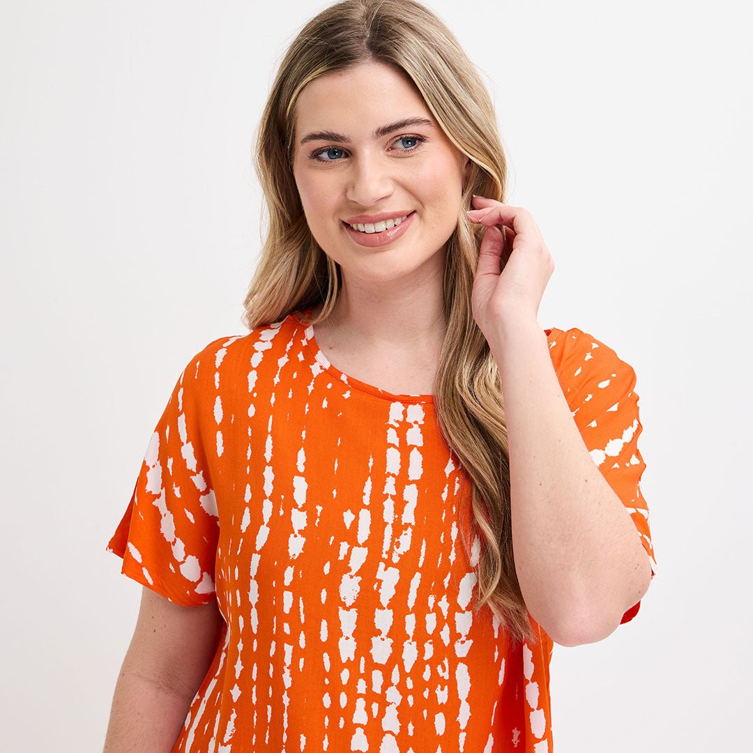 Ladies Orange Print Printed Viscose Top from You Know Who's