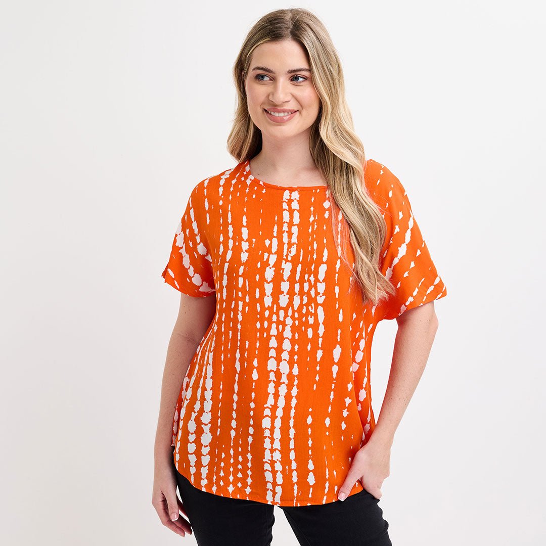 Ladies Orange Print Printed Viscose Top from You Know Who's