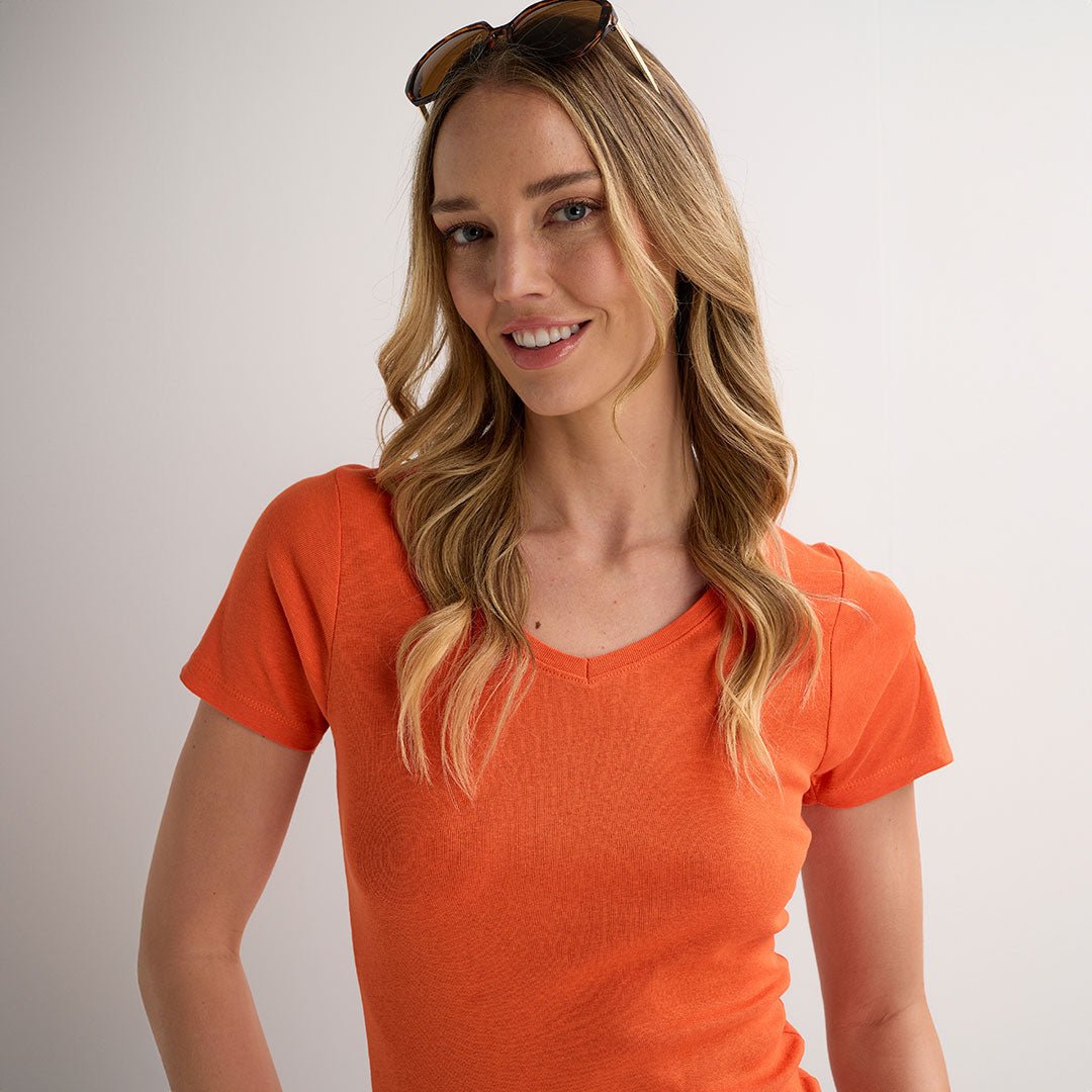 Ladies Orangeade V Neck T-Shirt from You Know Who's