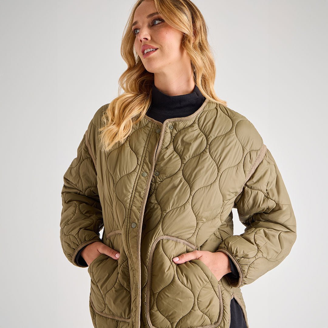 Ladies Oversized Khaki Quilted Jacket from You Know Who's