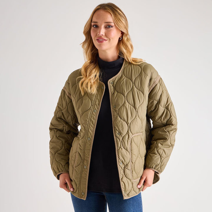 Ladies Oversized Khaki Quilted Jacket from You Know Who's