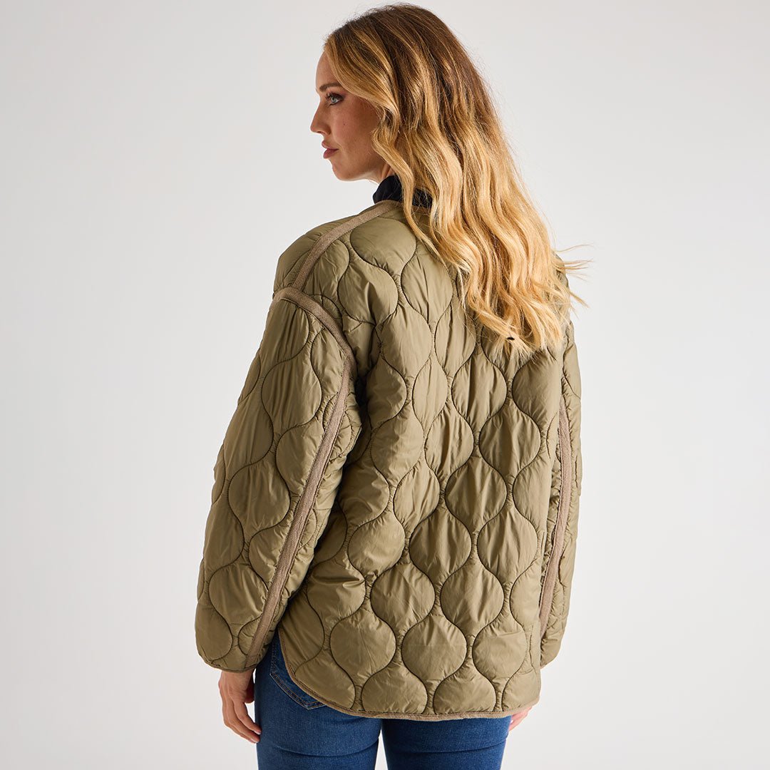 Ladies Oversized Khaki Quilted Jacket from You Know Who's