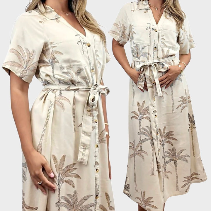 Ladies Palm Linen Mix Dress from You Know Who's
