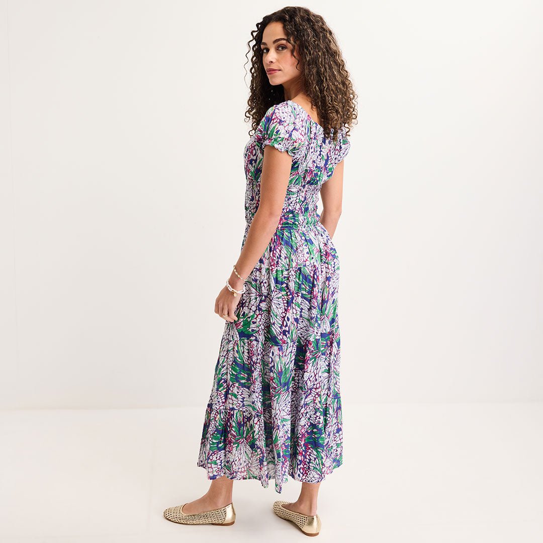 Ladies Pink Abstract Bardot Print Midi Dress from You Know Who's