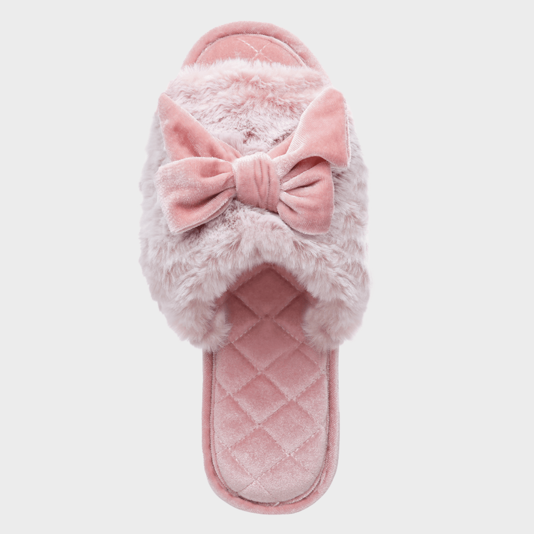 Ladies Pink Bow Plush Slider from You Know Who's