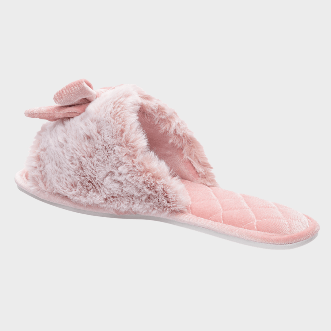 Ladies Pink Bow Plush Slider from You Know Who's