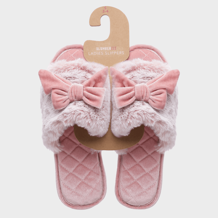 Ladies Pink Bow Plush Slider from You Know Who's