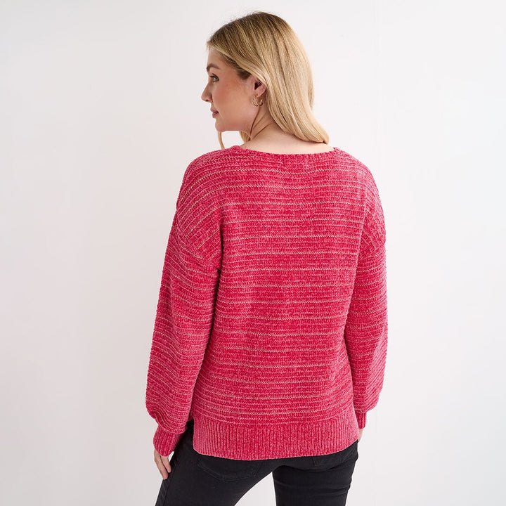 Ladies Pink Chenille Lurex Rib Jumper from You Know Who's