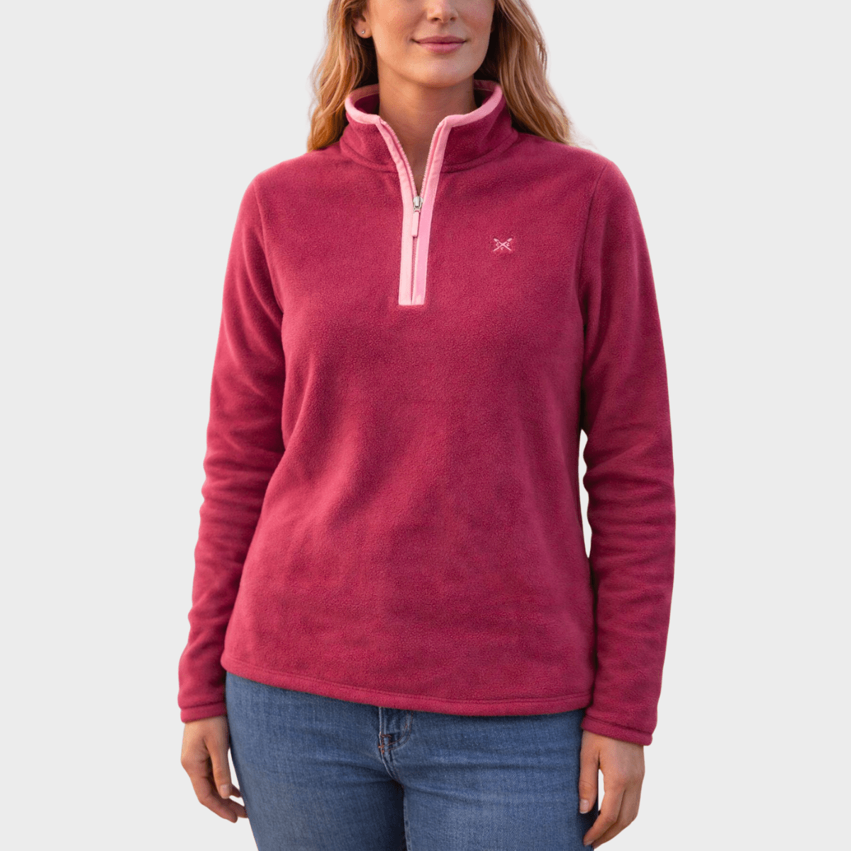 Ladies Pink Crew 1/4 Zip Fleece from You Know Who's