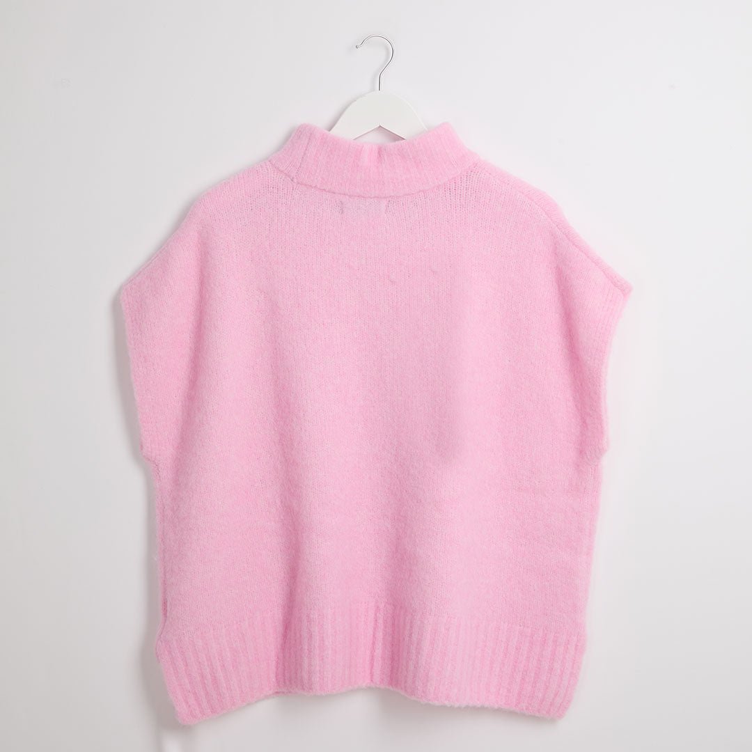 Ladies Pink Fluffy Wool Mix Sleeveless Jumper – You Know Who's