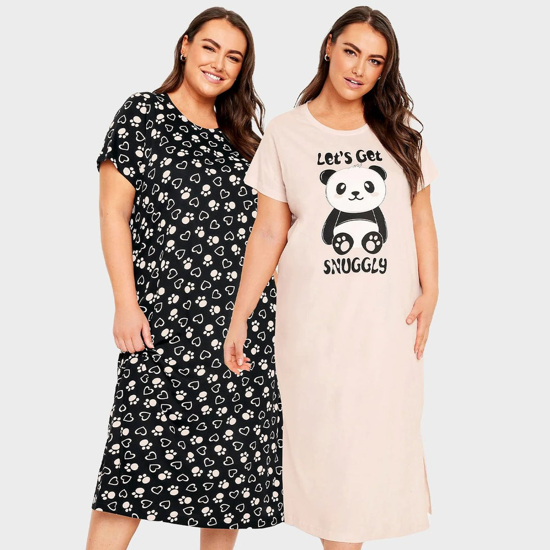 Ladies Pink Panda Curve Nightie from You Know Who's