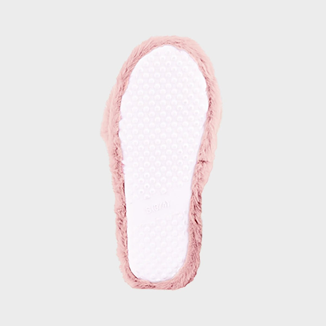 Ladies Pink Polka Dot Plush Slider Slippers from You Know Who's