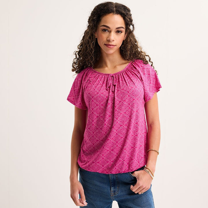 Ladies Pink Printed Gypsy Top from You Know Who's