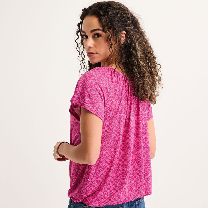 Ladies Pink Printed Gypsy Top from You Know Who's
