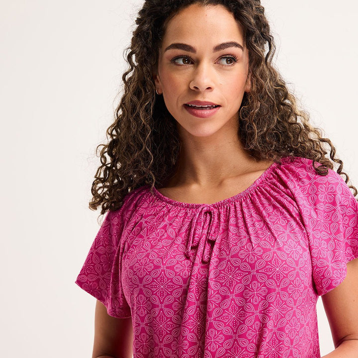 Ladies Pink Printed Gypsy Top from You Know Who's