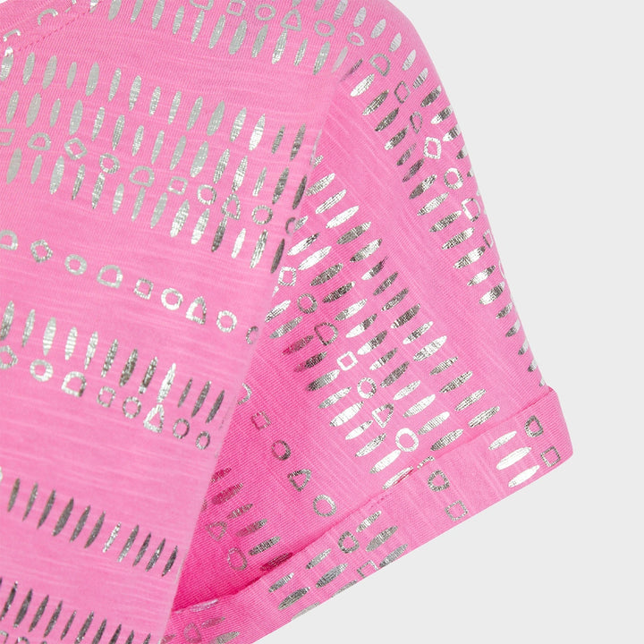 Ladies Pink Stripe Foil Print T-shirt from You Know Who's