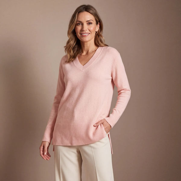 Ladies Pink V Neck Jumper from You Know Who's