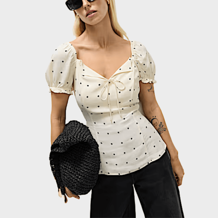 Ladies Polka Dot Puff Sleeve Top from You Know Who's