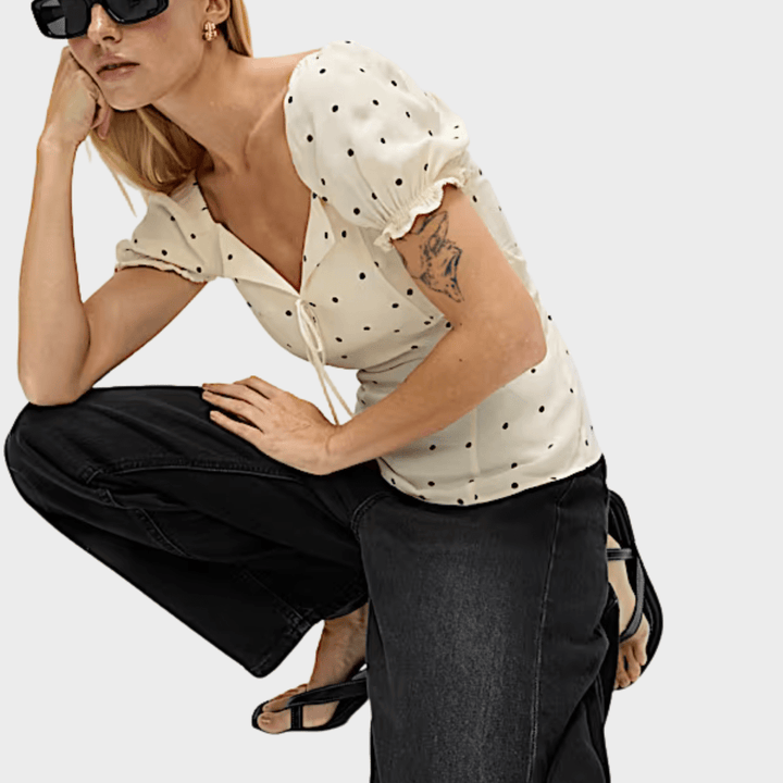 Ladies Polka Dot Puff Sleeve Top from You Know Who's