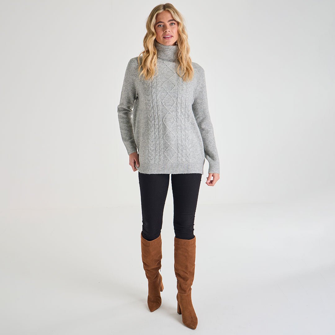 Ladies Polo Neck Cable Knit Jumper from You Know Who's