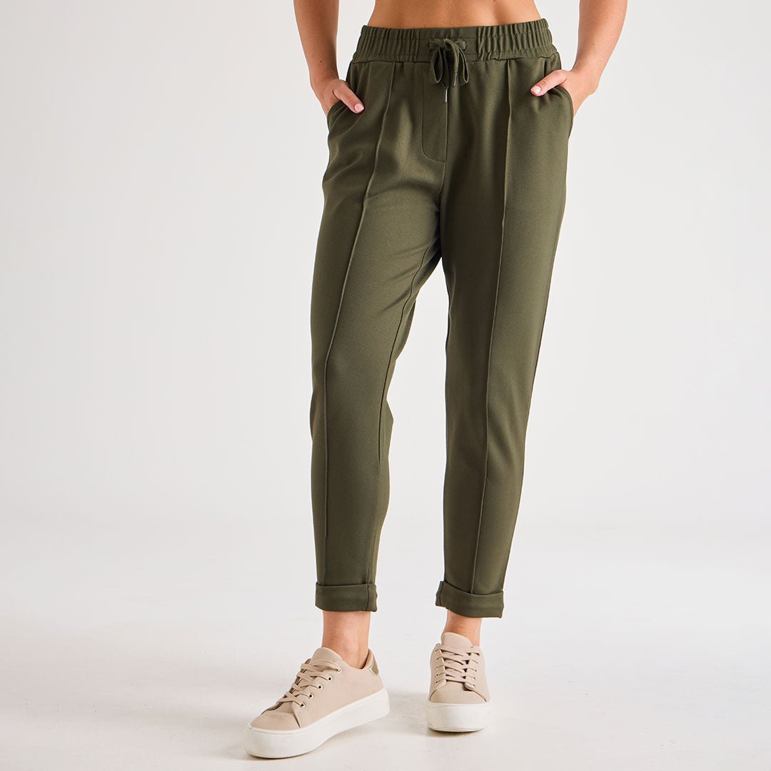 Ladies Ponte Jogger Khaki from You Know Who's