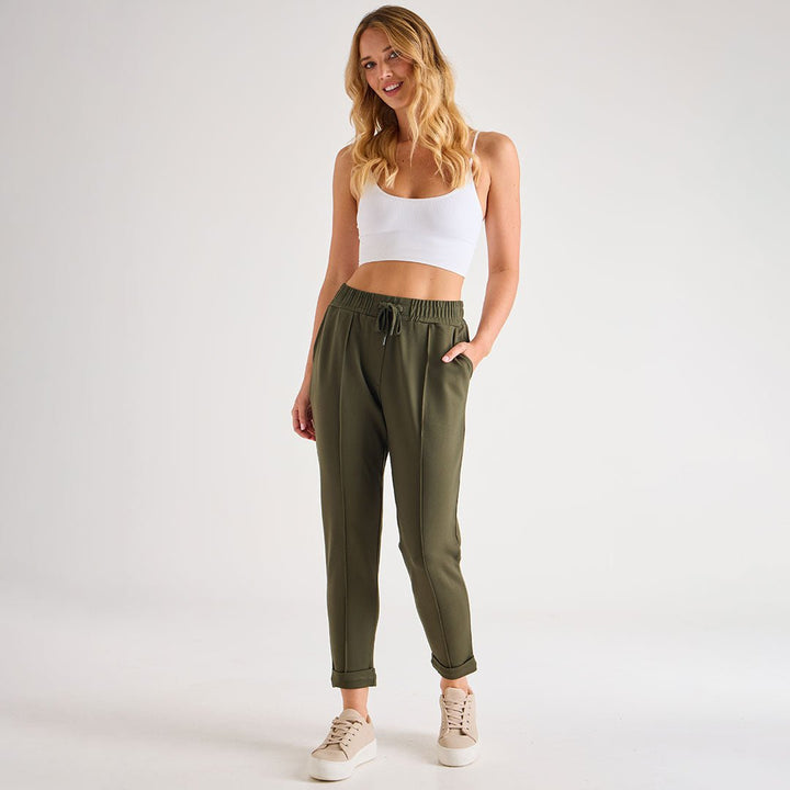 Ladies Ponte Jogger Khaki from You Know Who's