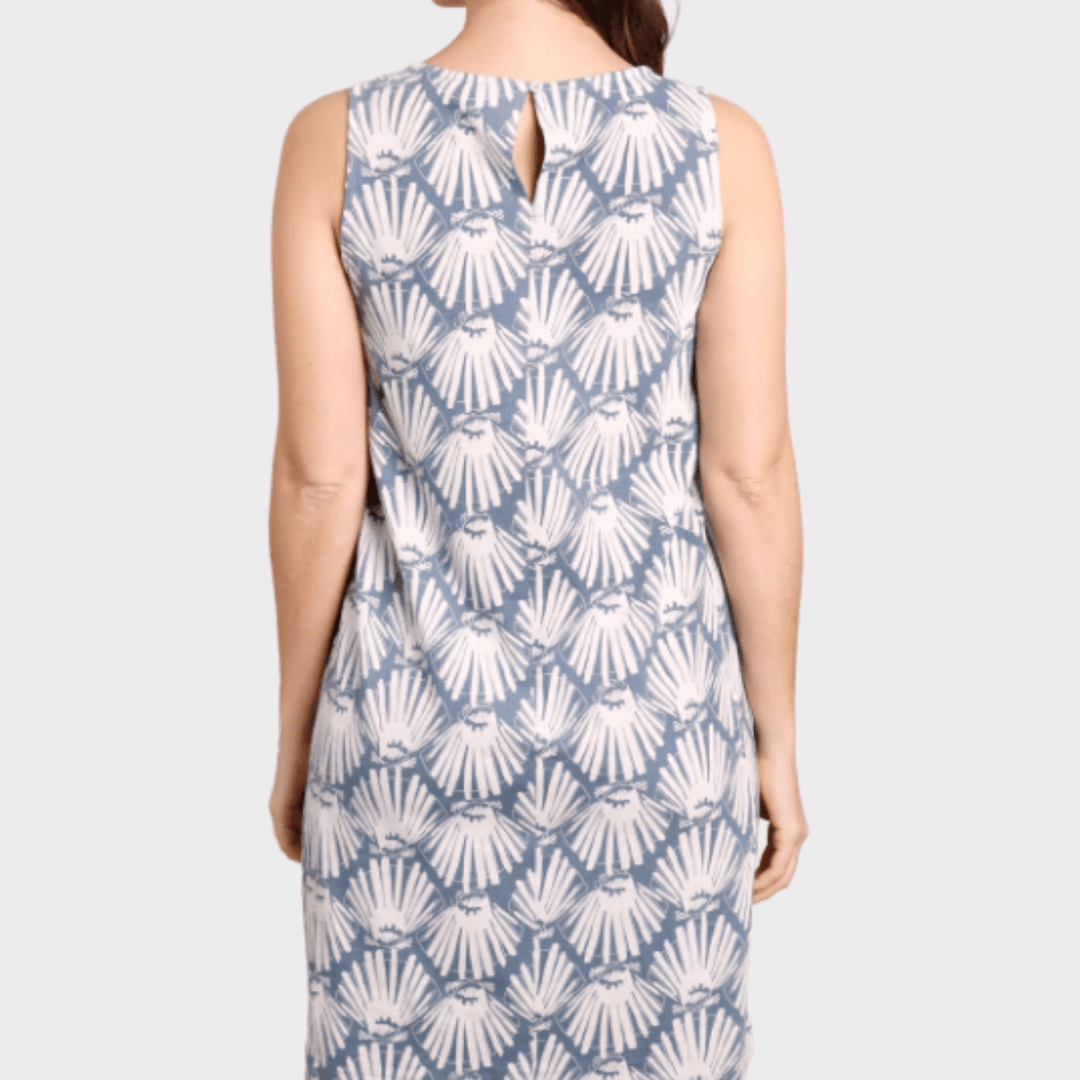 Ladies Printed Dress Shell Blue from You Know Who's
