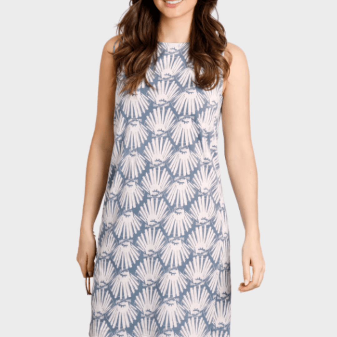 Ladies Printed Dress Shell Blue from You Know Who's