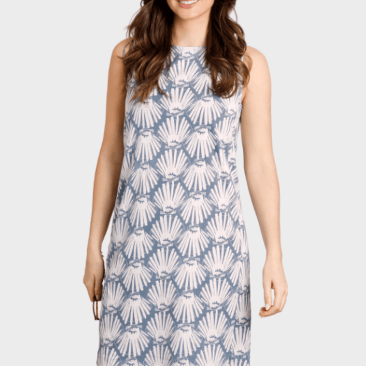 Ladies Printed Dress Shell Blue from You Know Who's