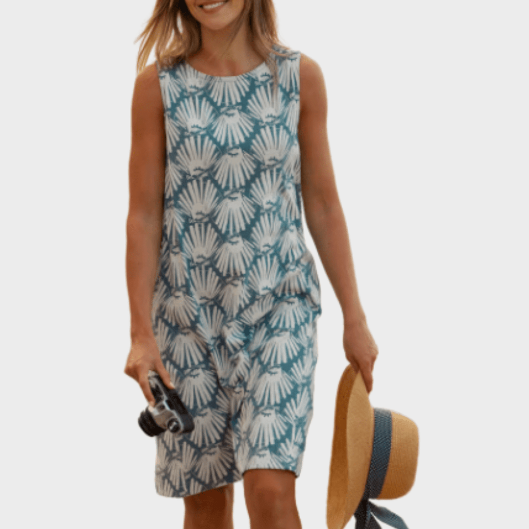 Ladies Printed Dress Shell Blue from You Know Who's