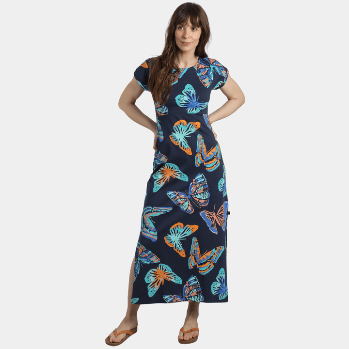 Ladies Printed Jersey Dress Navy/Coral from You Know Who's